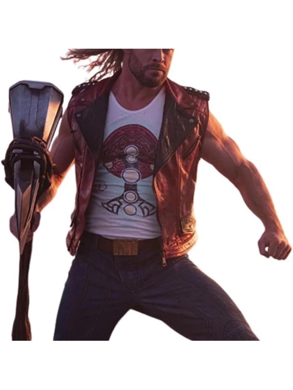 Men's Red Leather Moto Vest - Sleeveless JacketXXL
